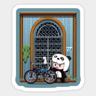 KS Kawaii Character Panda Boy And 703 House V 1.1. Sticker